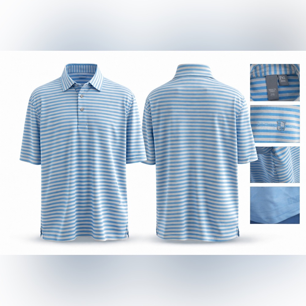 Ashworth Sky Blue and White Polo Shirt